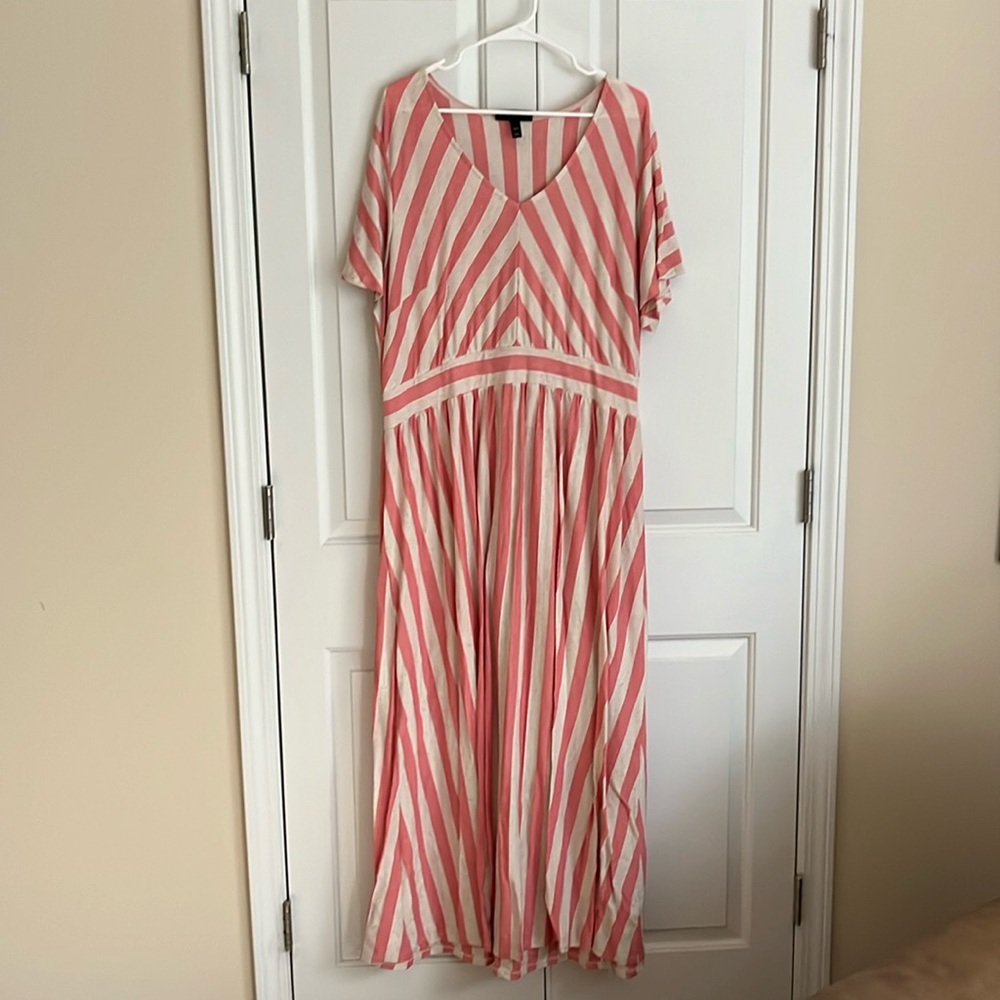 Lane Bryant coral/beige stripe maxi dress.